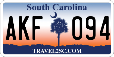 SC license plate AKF094