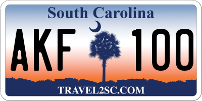 SC license plate AKF100
