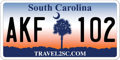 SC license plate AKF102
