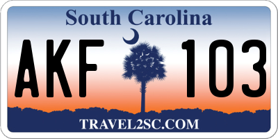 SC license plate AKF103