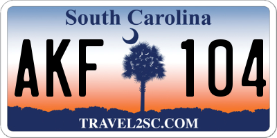 SC license plate AKF104