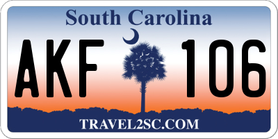 SC license plate AKF106