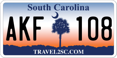 SC license plate AKF108