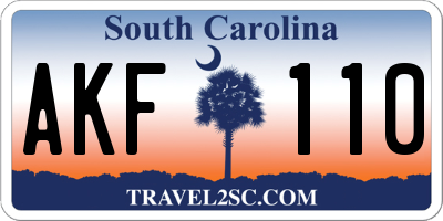SC license plate AKF110