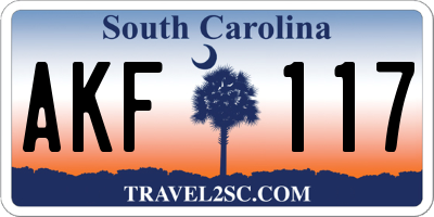 SC license plate AKF117