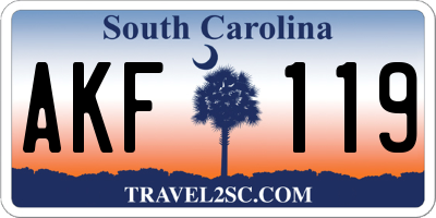 SC license plate AKF119
