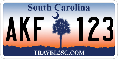 SC license plate AKF123