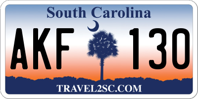 SC license plate AKF130