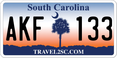 SC license plate AKF133
