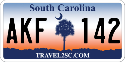 SC license plate AKF142