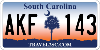 SC license plate AKF143