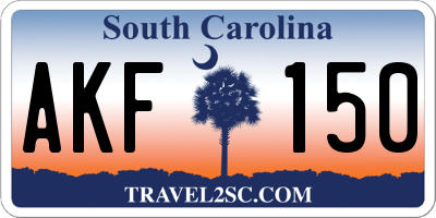 SC license plate AKF150