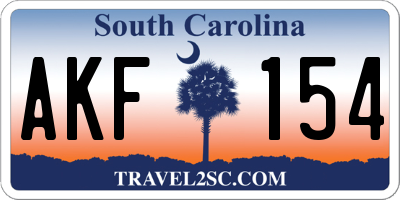 SC license plate AKF154