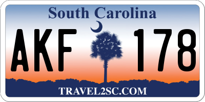 SC license plate AKF178