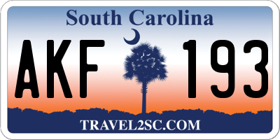 SC license plate AKF193