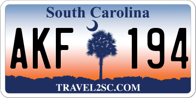 SC license plate AKF194