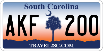 SC license plate AKF200