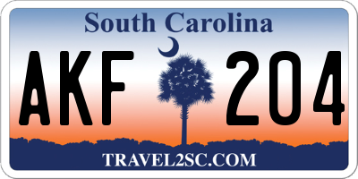SC license plate AKF204