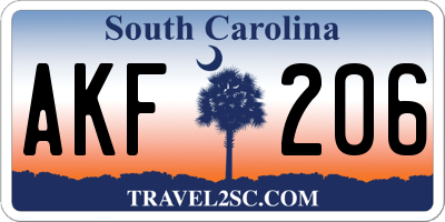 SC license plate AKF206