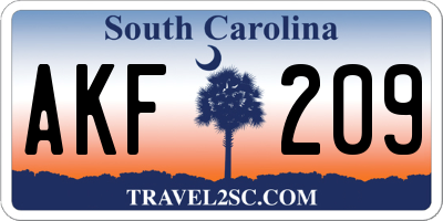 SC license plate AKF209