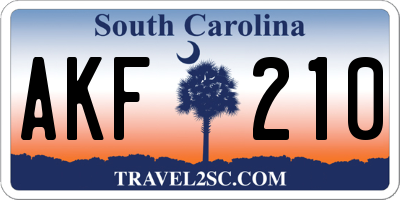 SC license plate AKF210