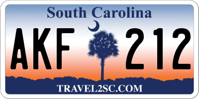 SC license plate AKF212