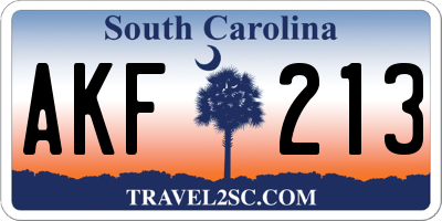 SC license plate AKF213