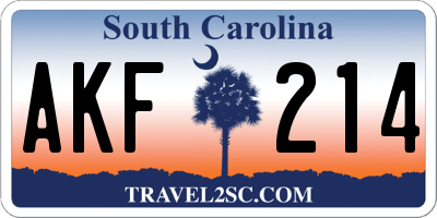 SC license plate AKF214