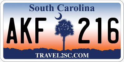 SC license plate AKF216