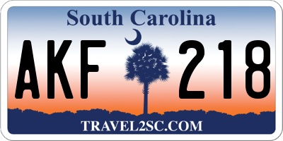 SC license plate AKF218