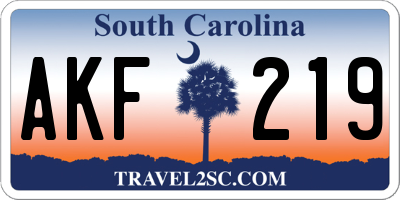 SC license plate AKF219