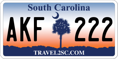 SC license plate AKF222
