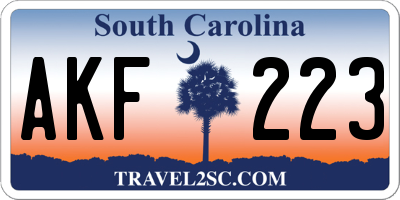 SC license plate AKF223