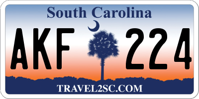 SC license plate AKF224