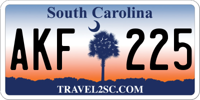 SC license plate AKF225