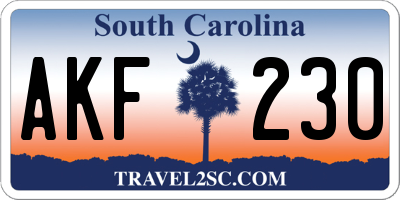 SC license plate AKF230