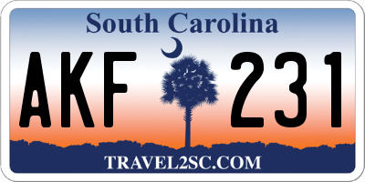 SC license plate AKF231