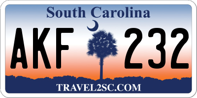 SC license plate AKF232