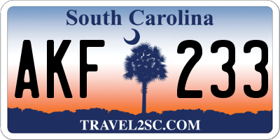 SC license plate AKF233