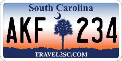 SC license plate AKF234