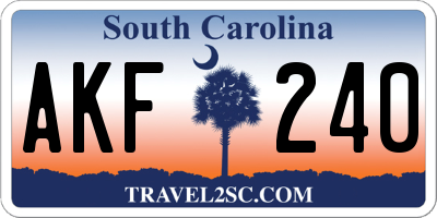 SC license plate AKF240