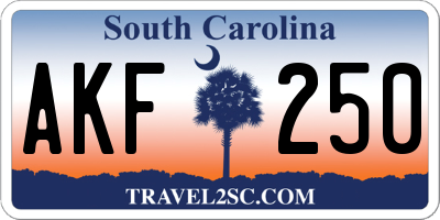 SC license plate AKF250