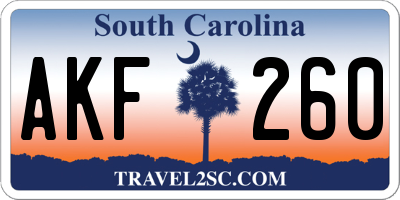 SC license plate AKF260