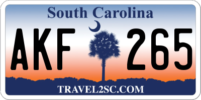 SC license plate AKF265