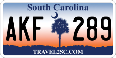 SC license plate AKF289