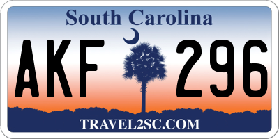 SC license plate AKF296