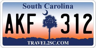 SC license plate AKF312