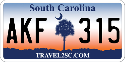 SC license plate AKF315