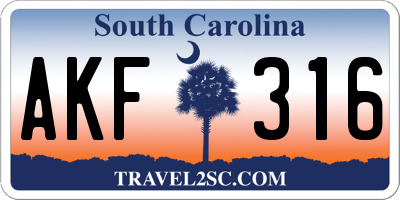 SC license plate AKF316