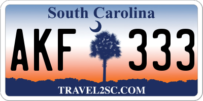 SC license plate AKF333